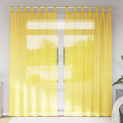 vidaXL Voile Vorhänge mit Schlaufen 2 Stk. Gelb 140x245 cm