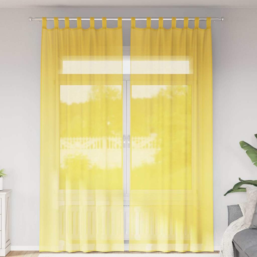 vidaXL Voile Vorhänge mit Schlaufen 2 Stk. Gelb 140x260 cm