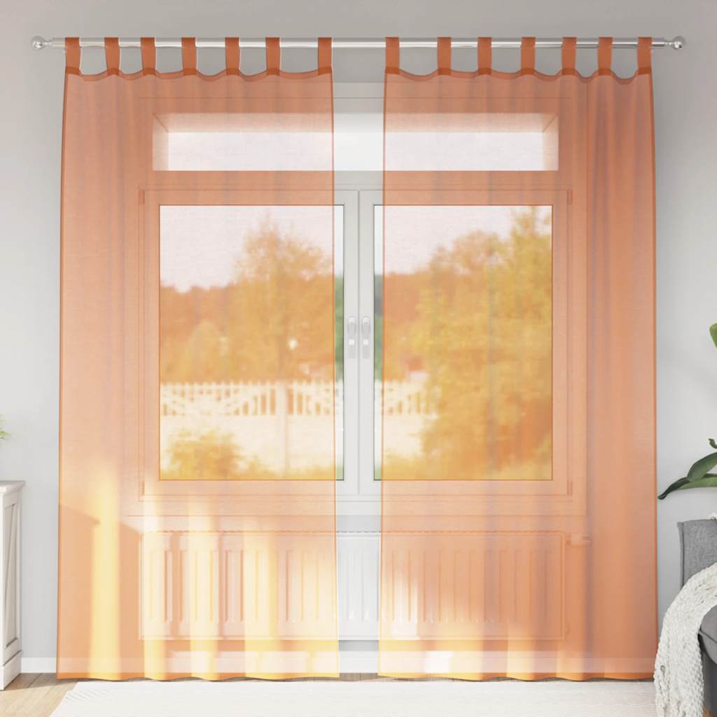vidaXL Voilages à boucles 2 pcs Rouge terre cuite 140x245 cm