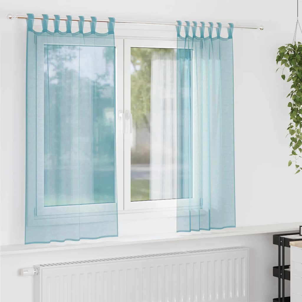 vidaXL Voilages à pattes 2 pcs Turquoise 140x140 cm