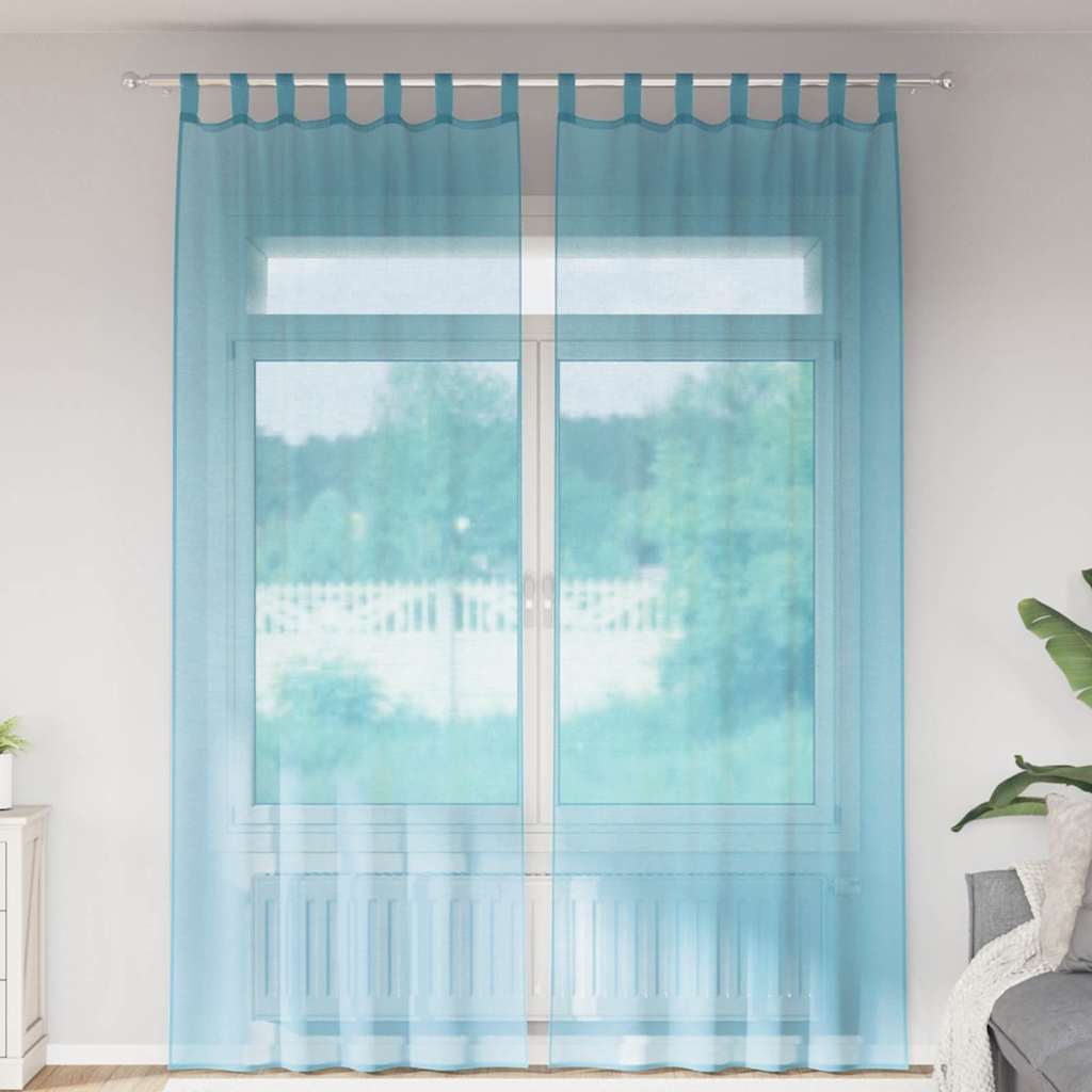 vidaXL Rideaux voilages à pattes 2 pcs Turquoise 140x260 cm