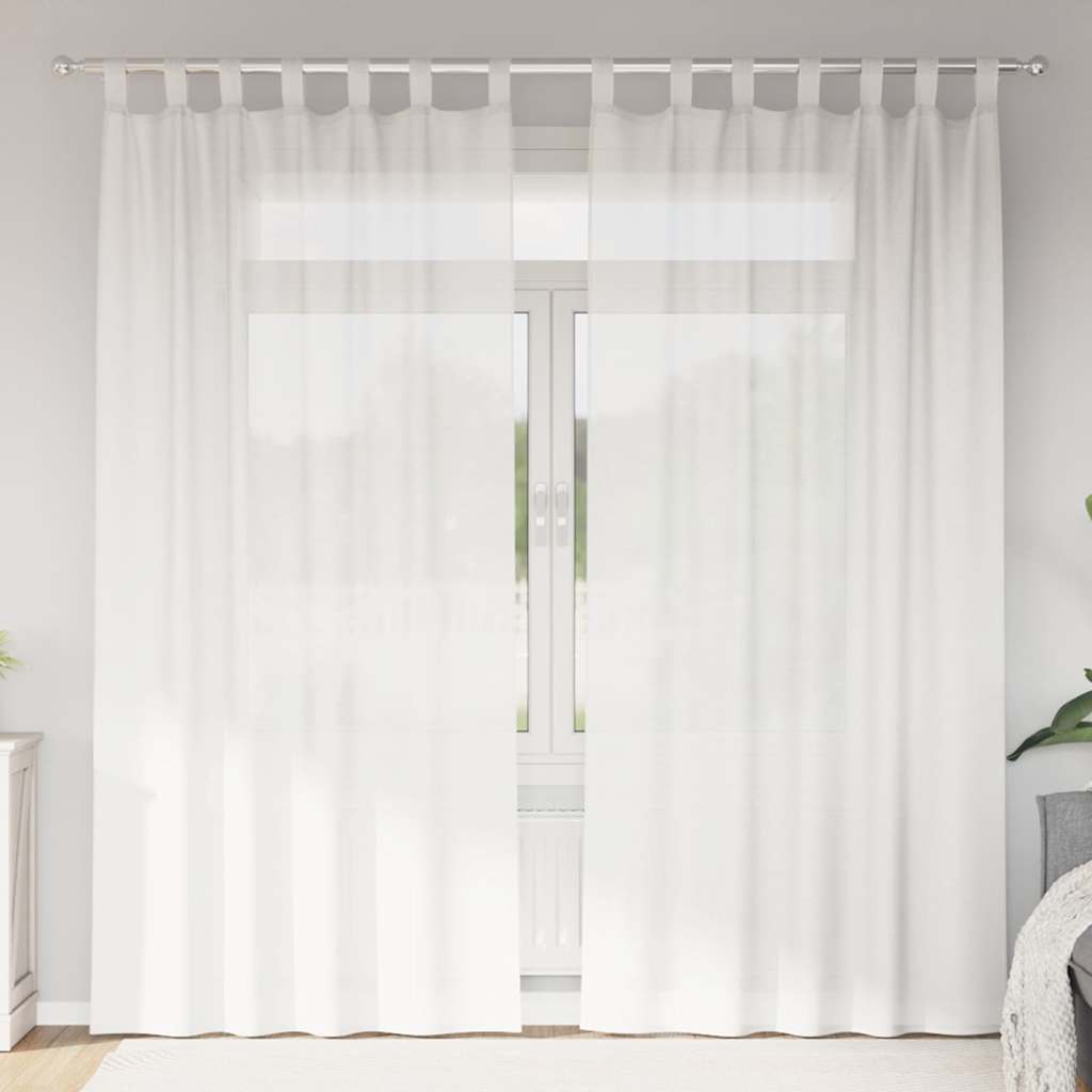 vidaXL Rideaux voilages à pattes 2 pcs Blanc 140x225 cm
