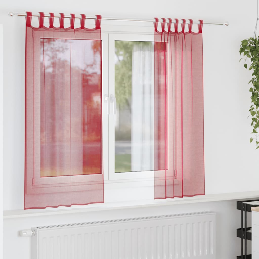 vidaXL Voile Vorhänge mit Schlaufen 2 Stk. Weinrot 140x175 cm