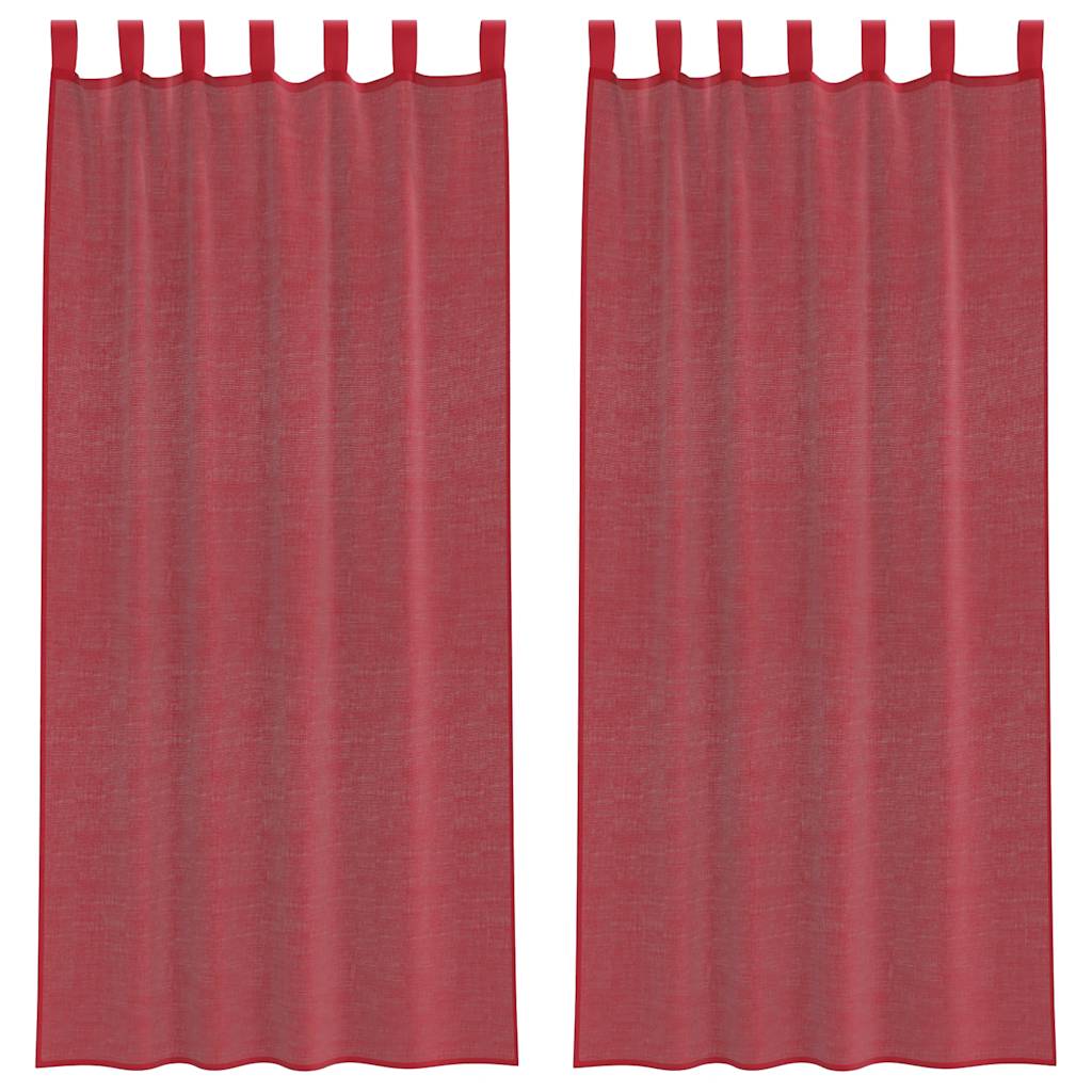 vidaXL Voile Vorhänge mit Schlaufen 2 Stk. Weinrot 140x225 cm