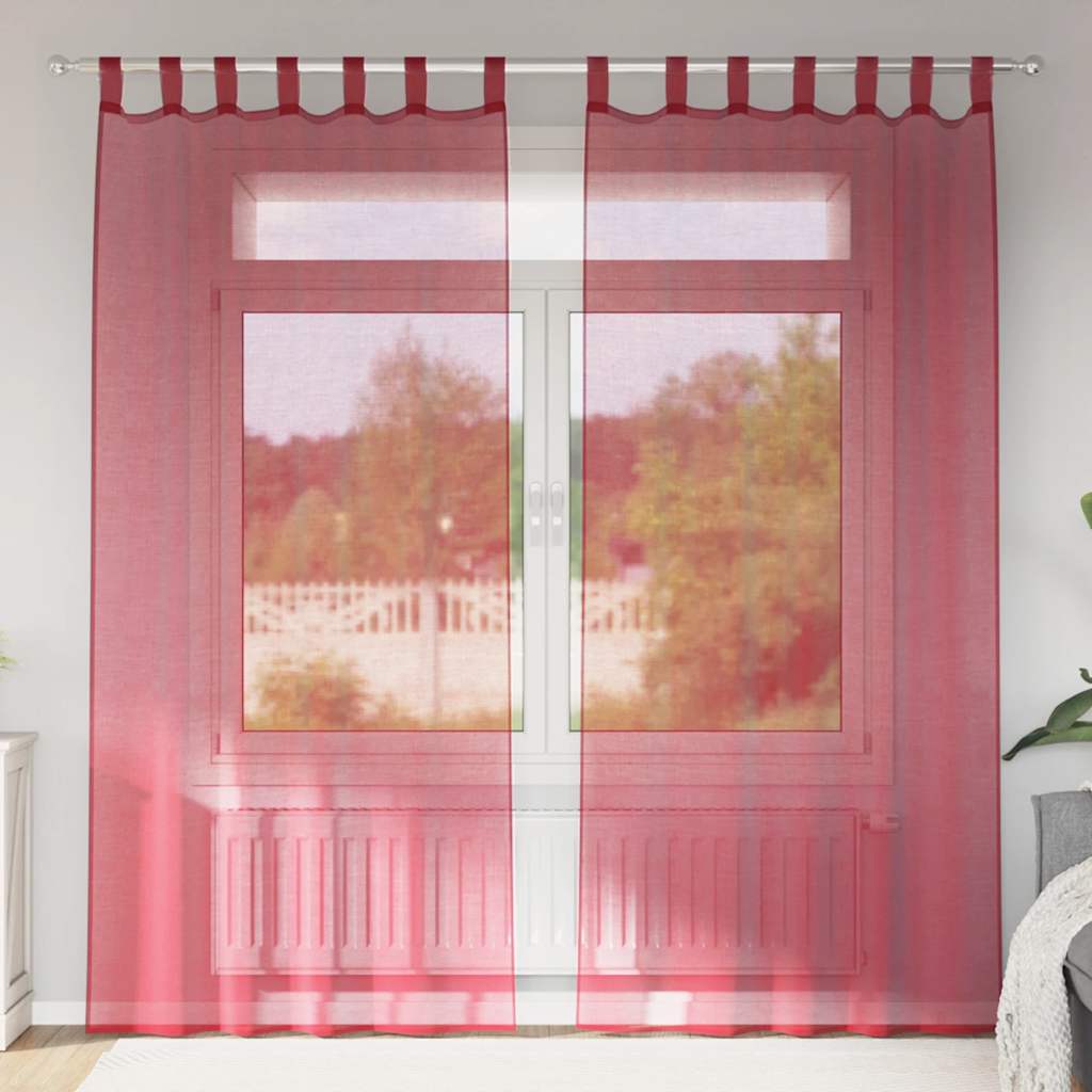 vidaXL Voile Vorhänge mit Schlaufen 2 Stk. Weinrot 140x225 cm