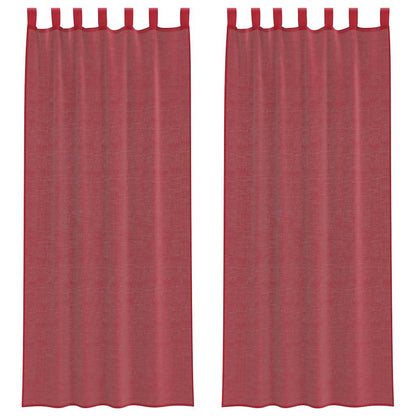vidaXL Rideaux voilages à passants 2 pcs Bordeaux 140x260 cm