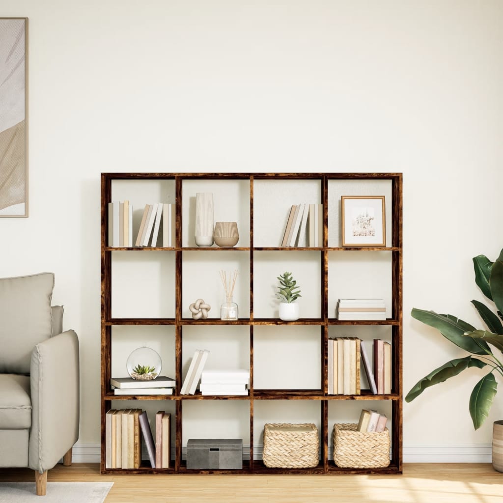 vidaXL Bibliothèque chêne fumé 137,5x29x137,5 cm Bois d'ingénierie