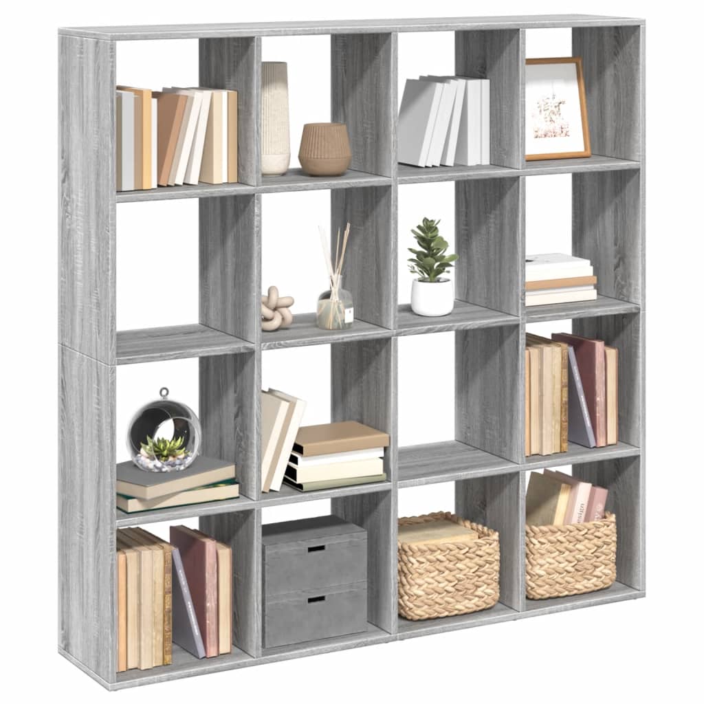 vidaXL Bücherregal Grau Sonoma 137,5x29x137,5 cm Holzwerkstoff