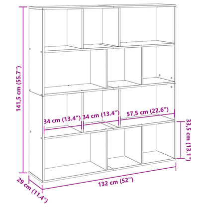 vidaXL Bücherregal Räuchereiche 132x29x141,5 cm Holzwerkstoff