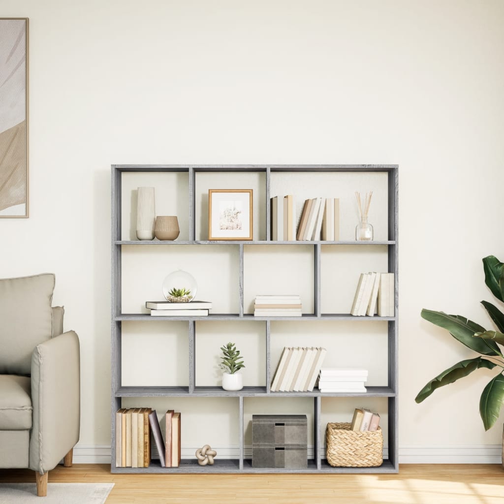 vidaXL Bücherregal Grau Sonoma 132x29x141,5 cm Holzwerkstoff