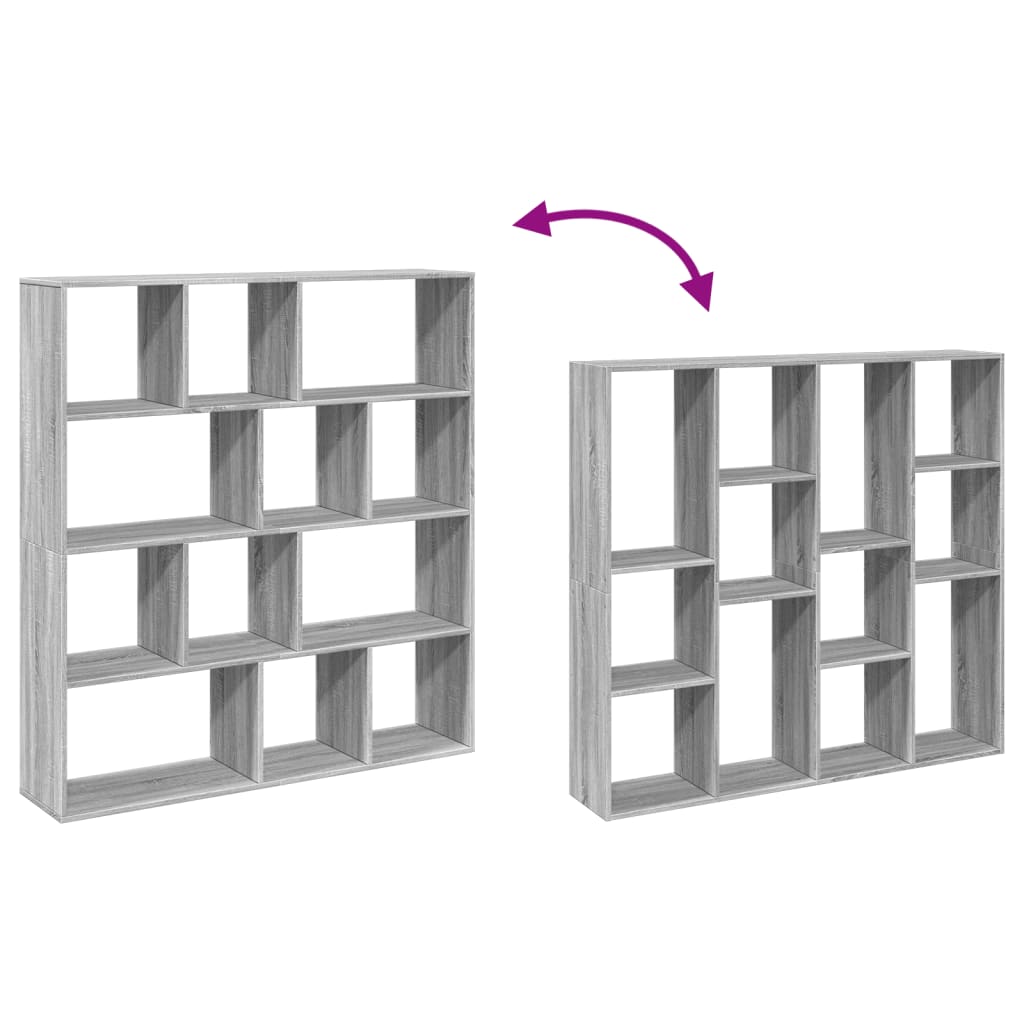 vidaXL Bücherregal Grau Sonoma 132x29x141,5 cm Holzwerkstoff