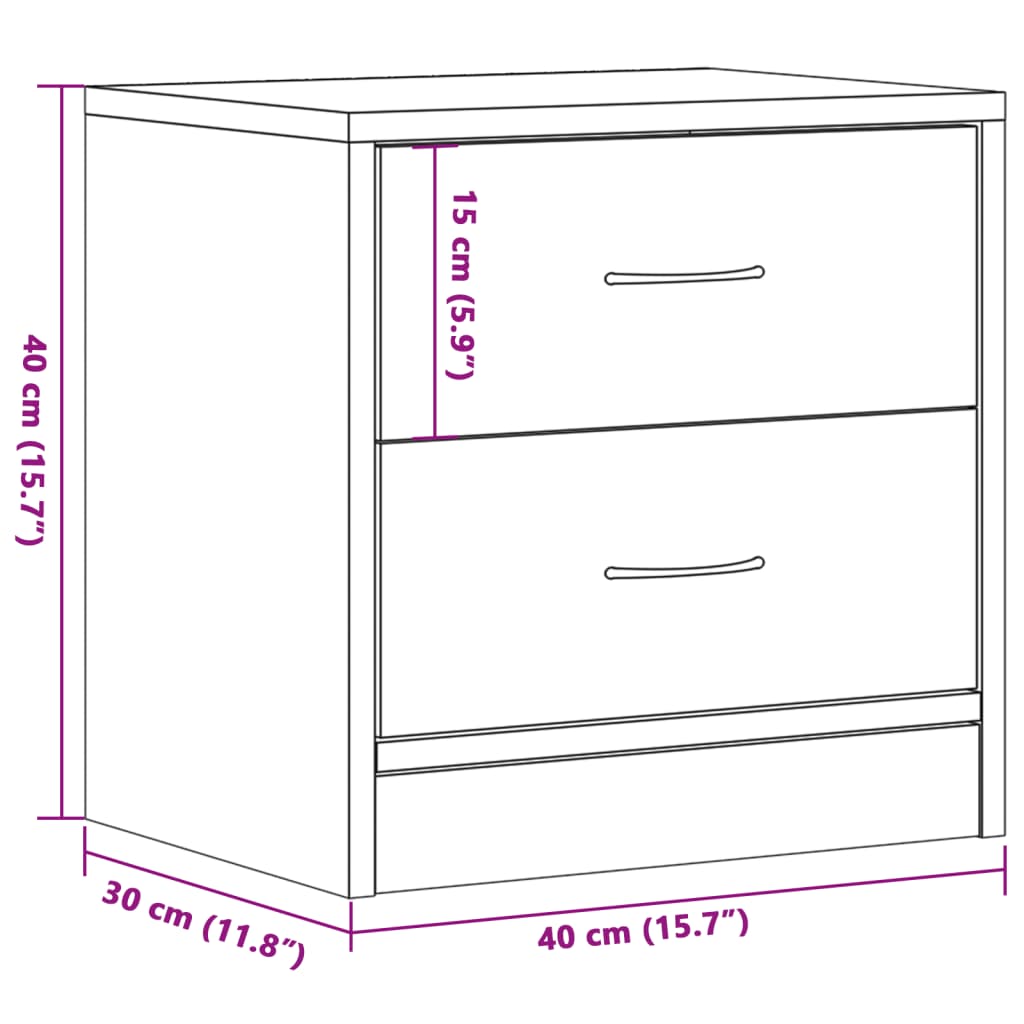 vidaXL Nachttische 2 Stk. Artisan-Eiche 40x30x40 cm Holzwerkstoff