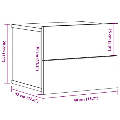 vidaXL Wand-Nachttische 2 Stk. Altholz-Optik 40x32x30 cm