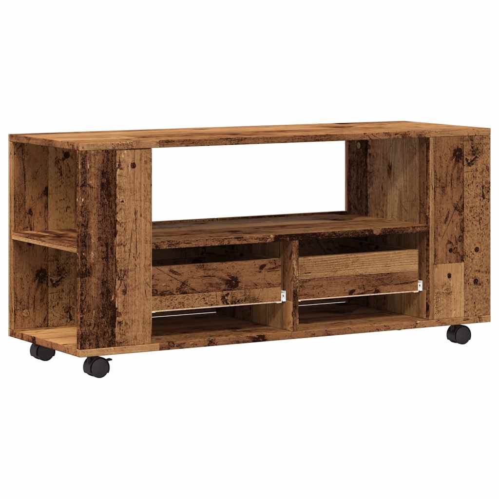 vidaXL TV-Schrank mit Rollen Altholz-Optik 102x34,5x43cm Holzwerkstoff
