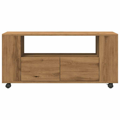 vidaXL Meuble TV à roulettes chêne artisanal 102x34,5x43cm bois d'ingénierie