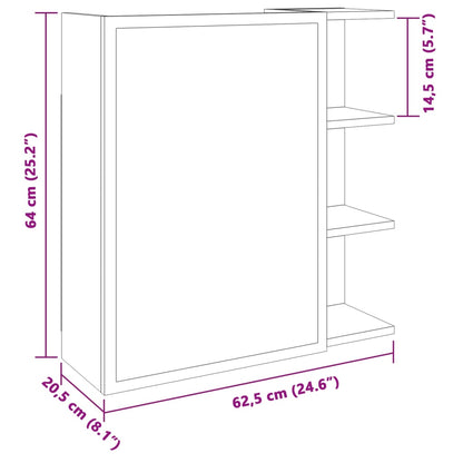 vidaXL Spiegelschrank Artisan-Eiche 62,5x20,5x64 cm Holzwerkstoff