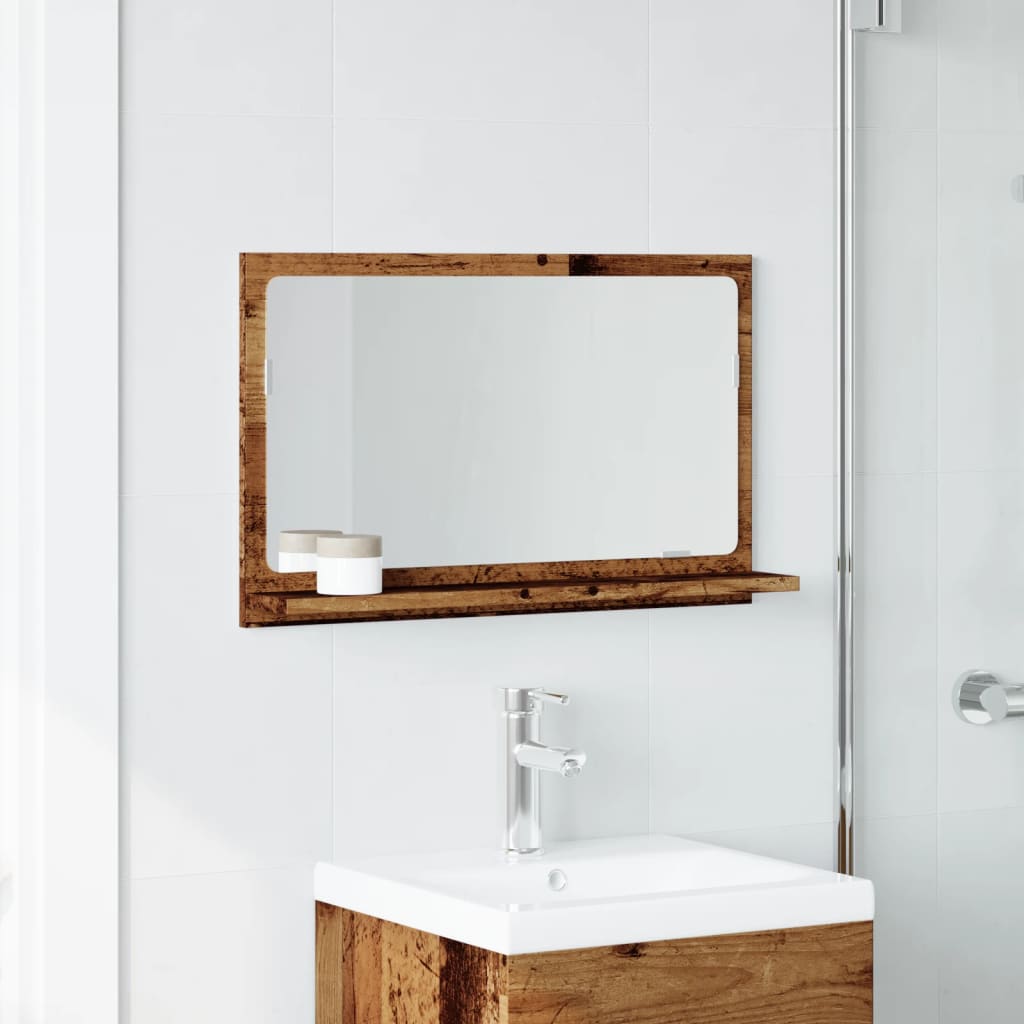 vidaXL Miroir de salle de bain avec étagère aspect bois de récupération 60x11x37 cm Bois d'ingénierie