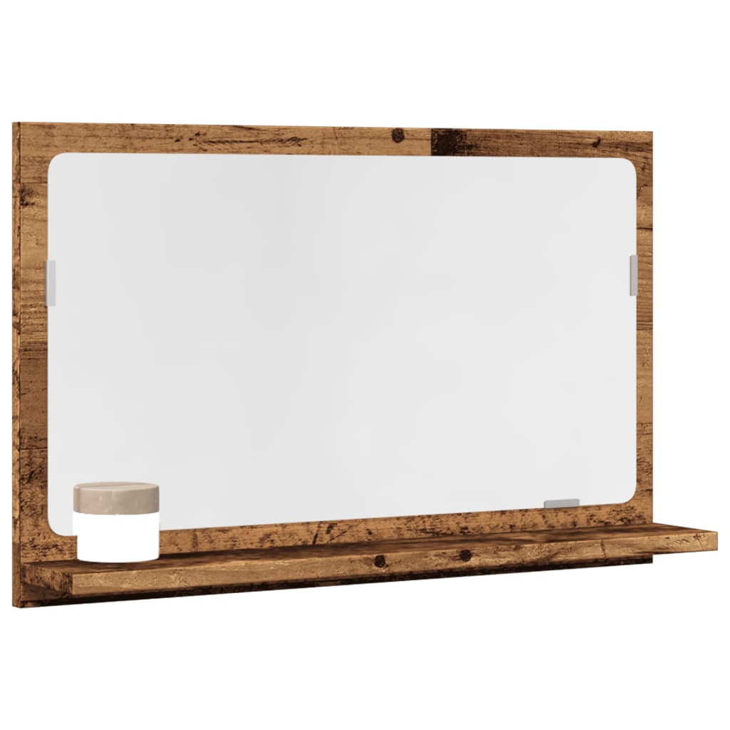vidaXL Miroir de salle de bain avec étagère aspect bois de récupération 60x11x37 cm Bois d'ingénierie