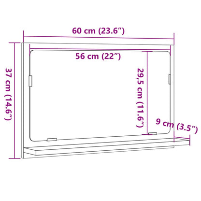 vidaXL Badspiegel mit Ablage Artisan-Eiche 60x11x37 cm Holzwerkstoff