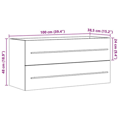 vidaXL Meuble sous-lavabo Gris béton 100x38,5x48 cm Bois d'ingénierie
