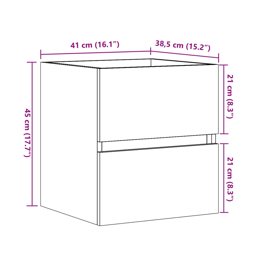 vidaXL Meuble sous-lavabo Gris béton 41x38,5x45 cm Bois d'ingénierie