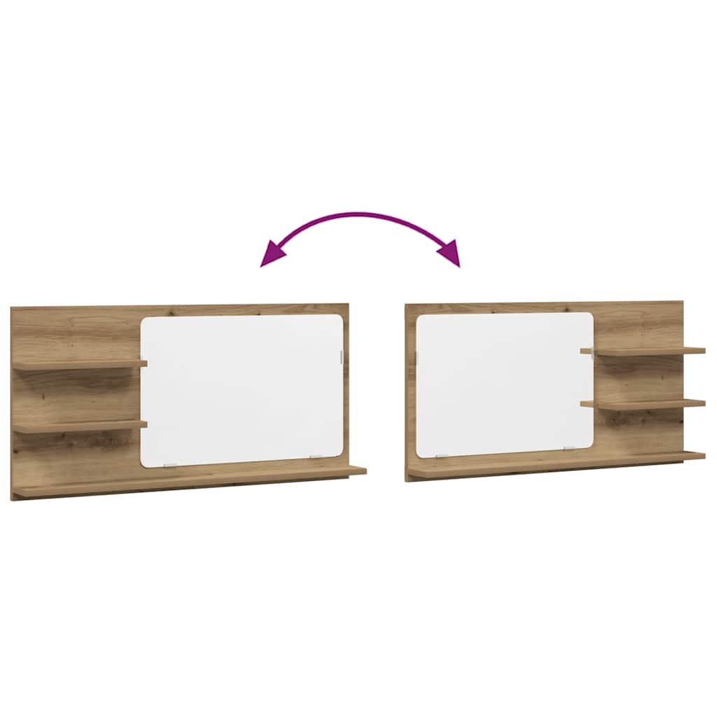 vidaXL Badspiegel mit Ablagen Artisan-Eiche 90x11x45 cm Holzwerkstoff