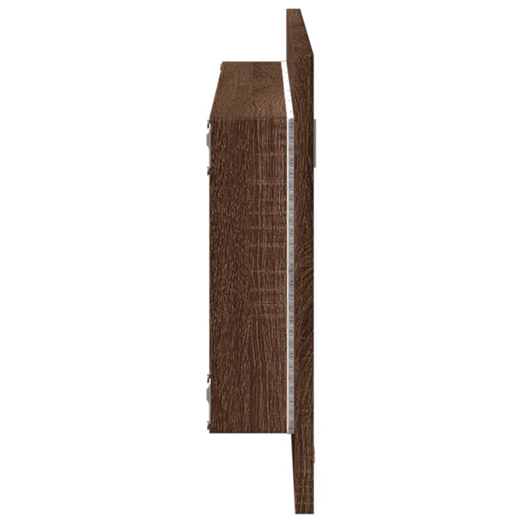 vidaXL LED-Badspiegel Braun Eichen-Optik 100x8,5x37 cm Holzwerkstoff
