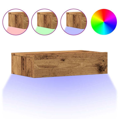 Meuble TV vidaXL avec lumières LED aspect bois de récupération 60x35x15,5 cm