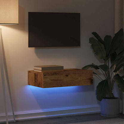 Meuble TV vidaXL avec lumières LED aspect bois de récupération 60x35x15,5 cm