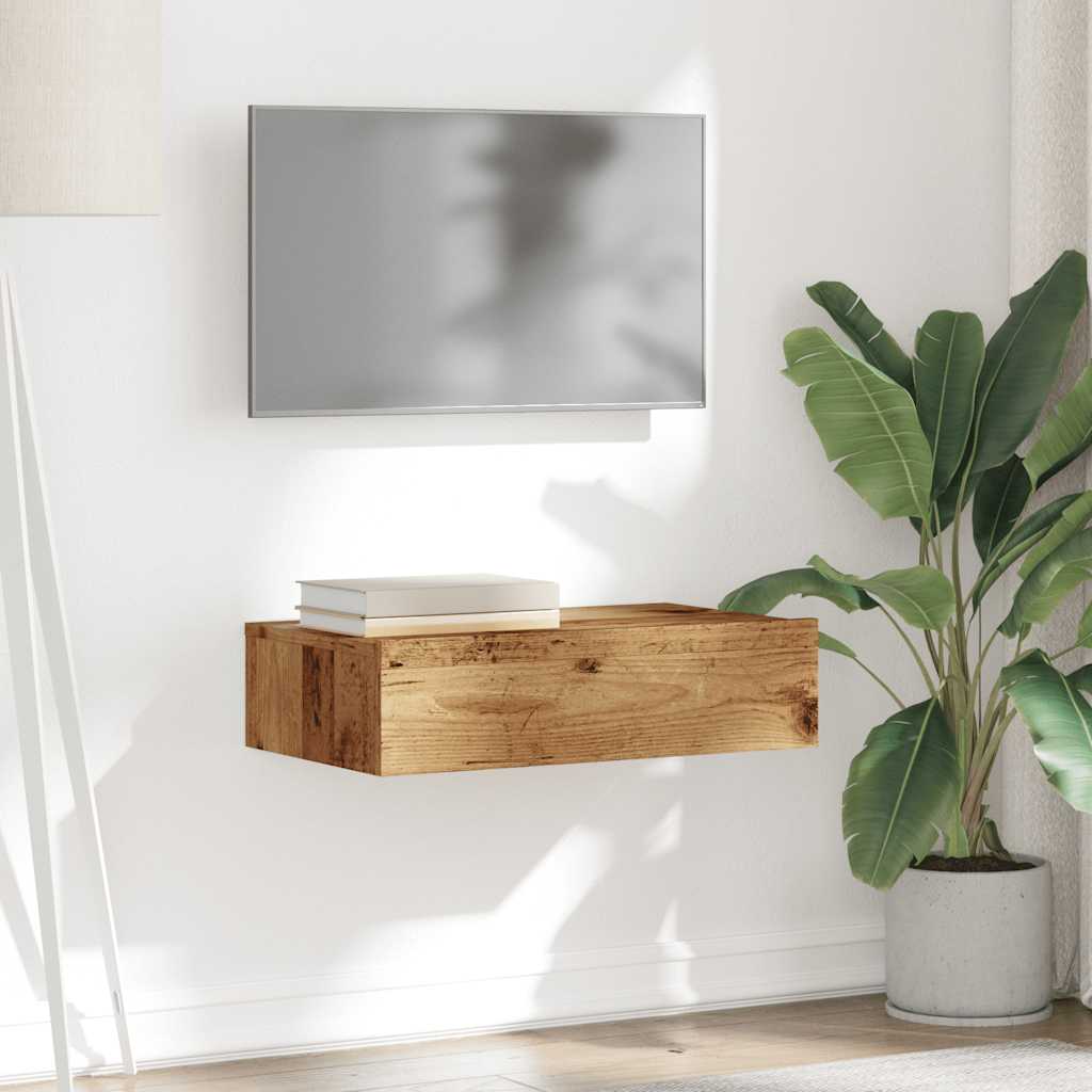 Meuble TV vidaXL avec lumières LED aspect bois de récupération 60x35x15,5 cm