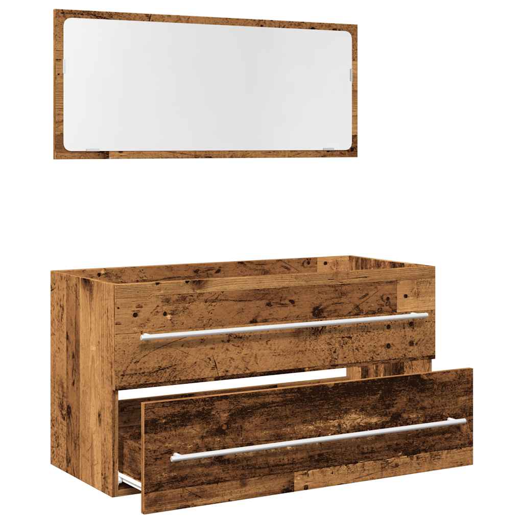 vidaXL Ensemble de meubles de salle de bain 2 pcs MDF aspect bois de récupération