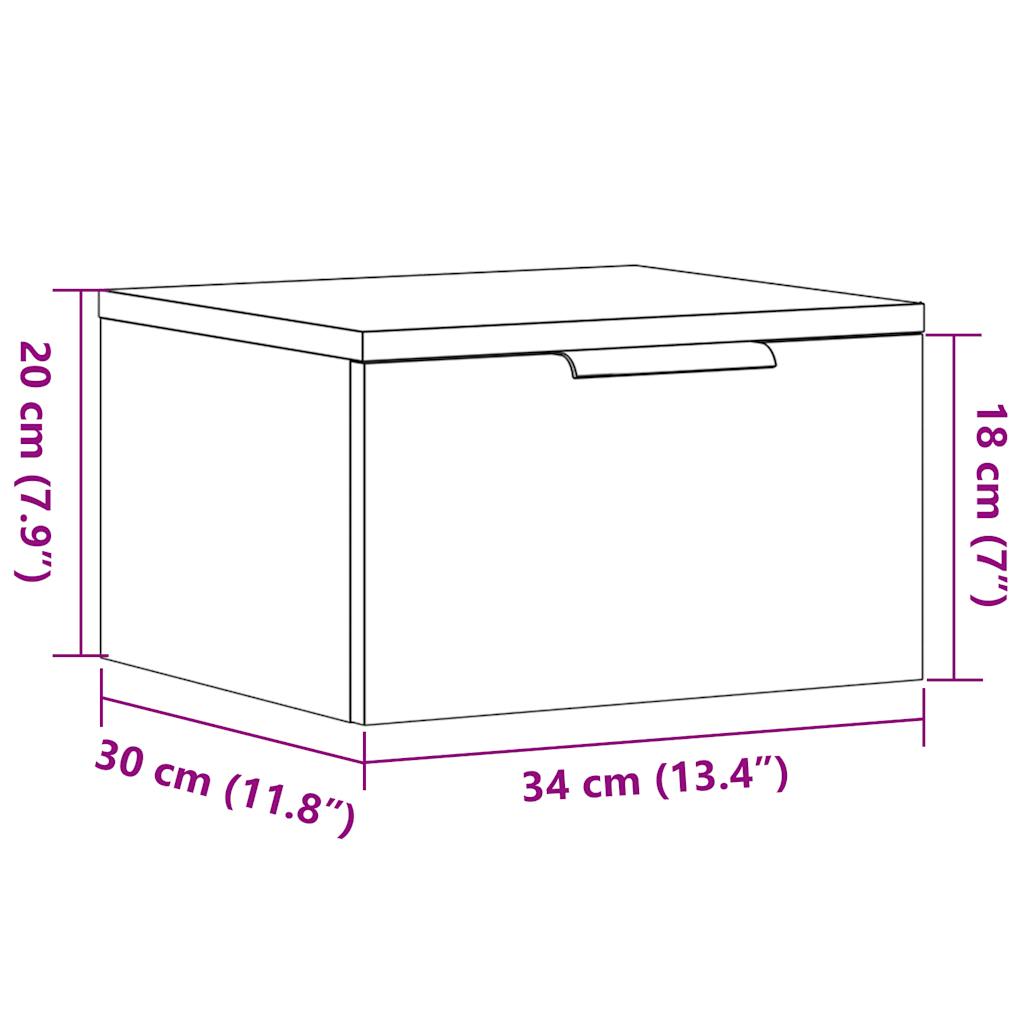vidaXL Wand-Nachttisch Altholz-Optik 34x30x20 cm