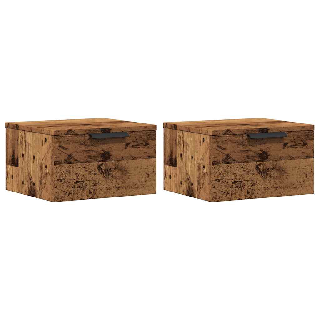 vidaXL tables de chevet murales 2 pcs aspect bois de récupération 34x30x20 cm