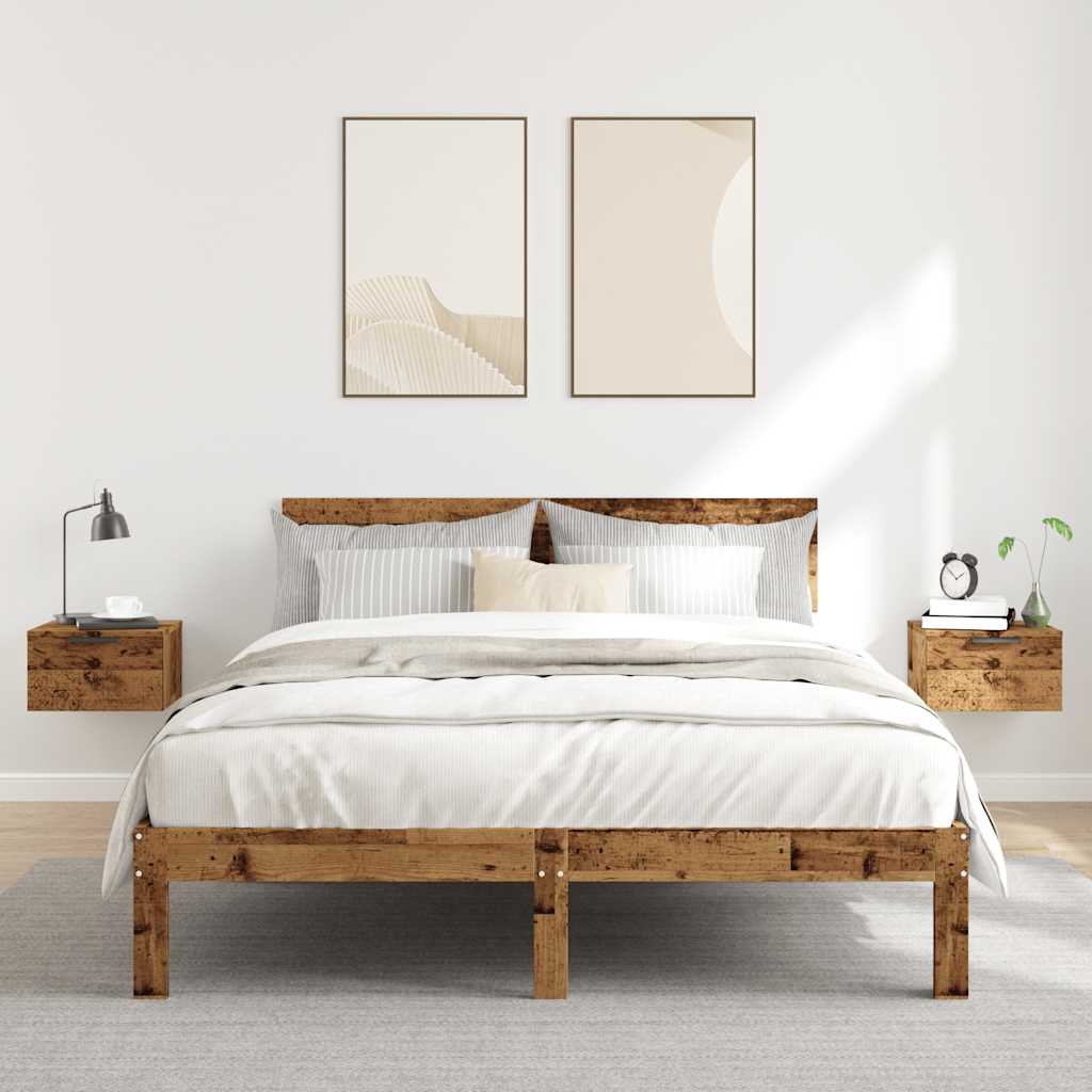 vidaXL tables de chevet murales 2 pcs aspect bois de récupération 34x30x20 cm