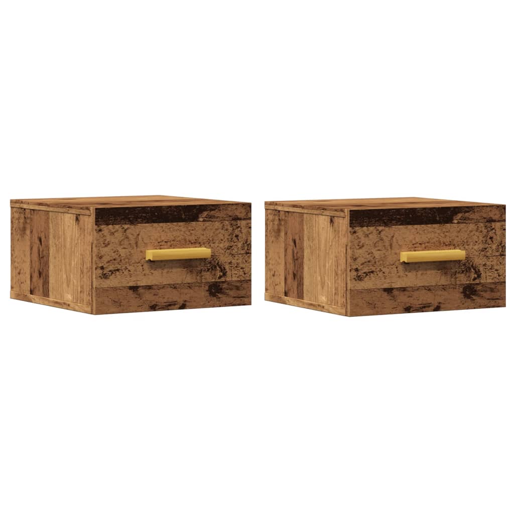 vidaXL Tables de chevet murales 2 pcs Aspect bois de récupération 35x35x20 cm