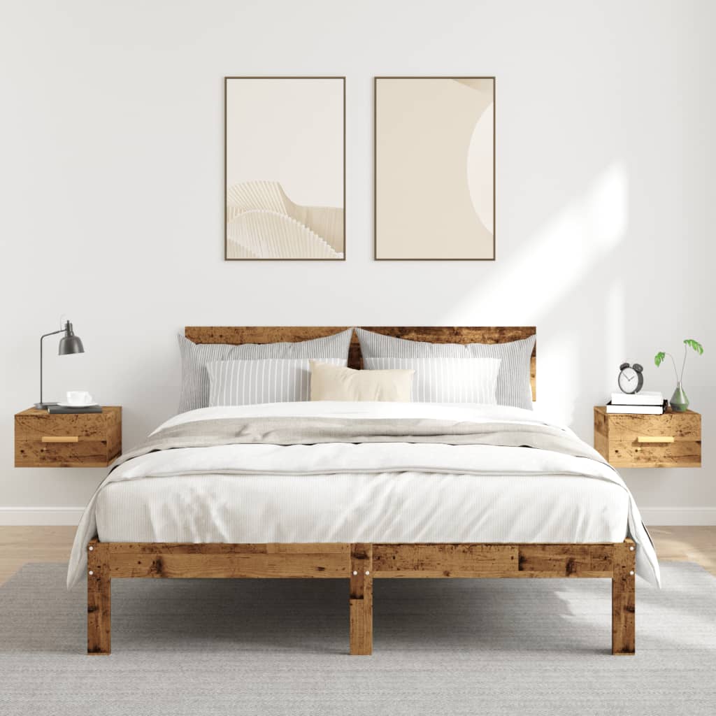 vidaXL Tables de chevet murales 2 pcs Aspect bois de récupération 35x35x20 cm