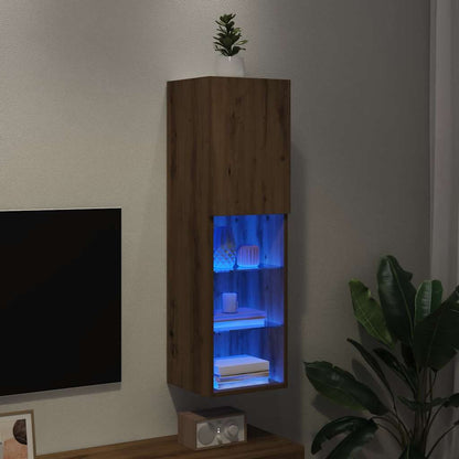 Meuble TV vidaXL avec lumières LED Chêne artisan 30,5x30x102 cm
