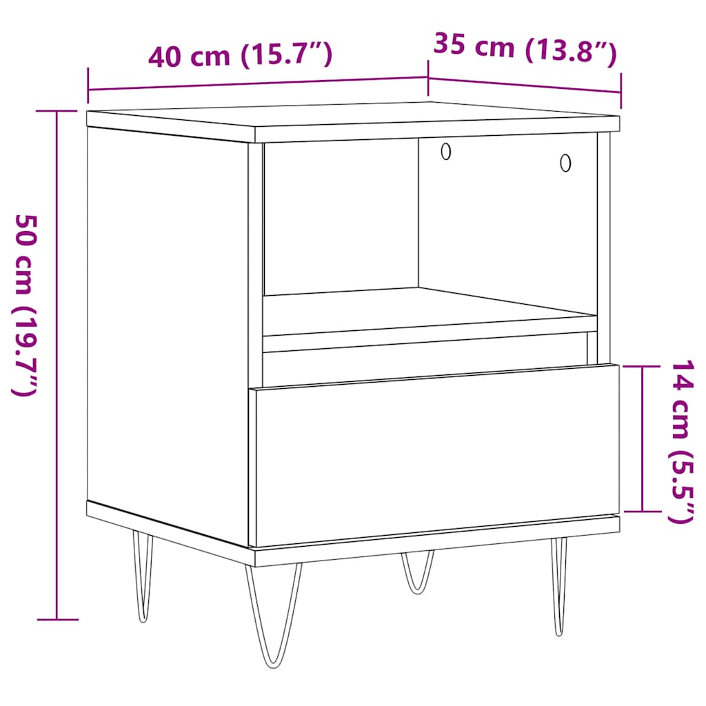 vidaXL Nachttisch Altholz-Optik 40x35x50 cm Holzwerkstoff