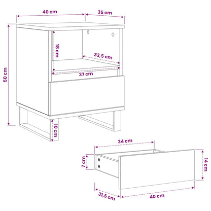 vidaXL Tables de chevet 2 pcs Chêne artisan 40x35x50 cm Bois d'ingénierie