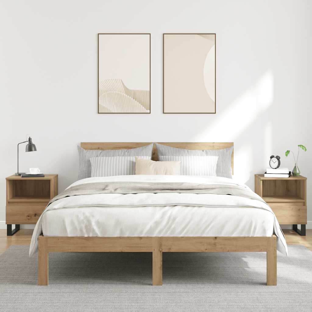 vidaXL Tables de chevet 2 pcs Chêne artisan 40x35x50 cm Bois d'ingénierie