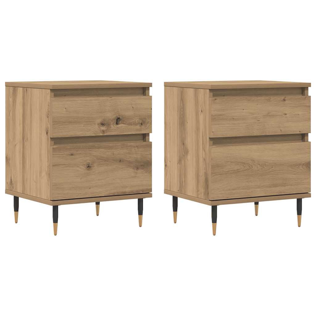 vidaXL Tables de chevet 2 pcs Chêne artisan 40x35x50 cm Bois d'ingénierie