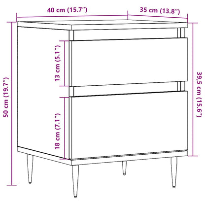 vidaXL Tables de chevet 2 pcs Chêne artisan 40x35x50 cm Bois d'ingénierie