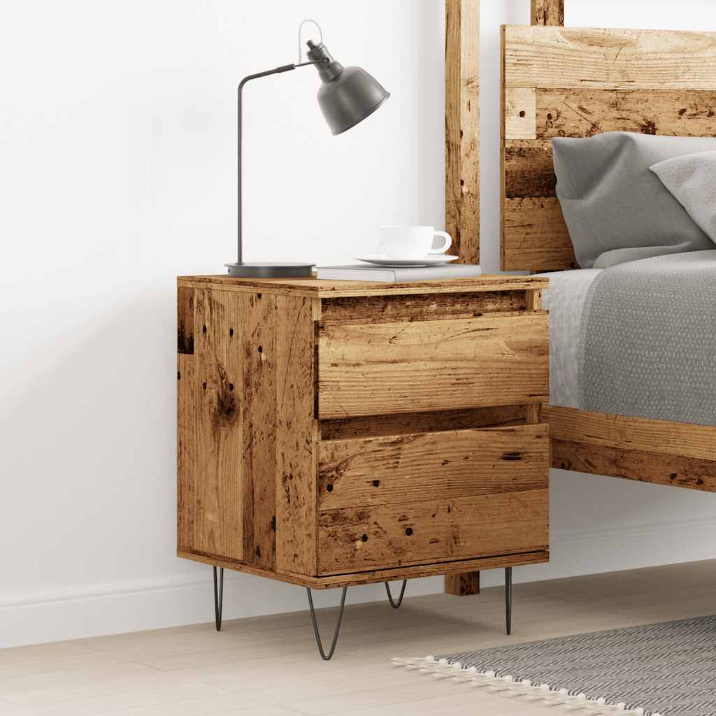 vidaXL Table de chevet aspect bois vieilli 40x35x50 cm Bois d'ingénierie