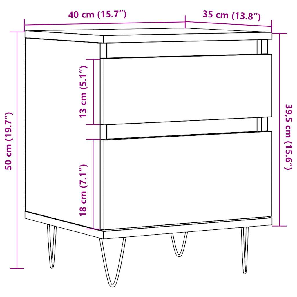 vidaXL Table de chevet aspect bois vieilli 40x35x50 cm Bois d'ingénierie