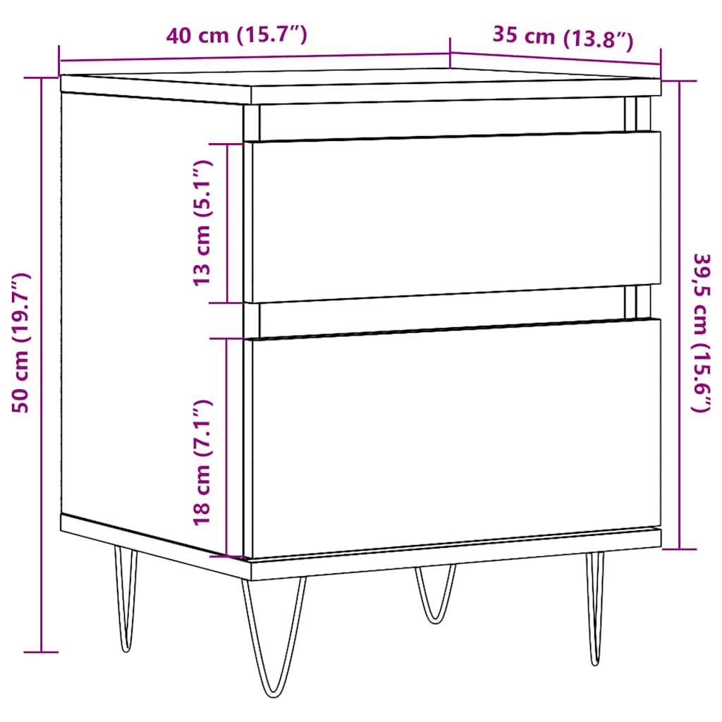vidaXL Nachttisch Artisan-Eiche 40x35x50 cm Holzwerkstoff