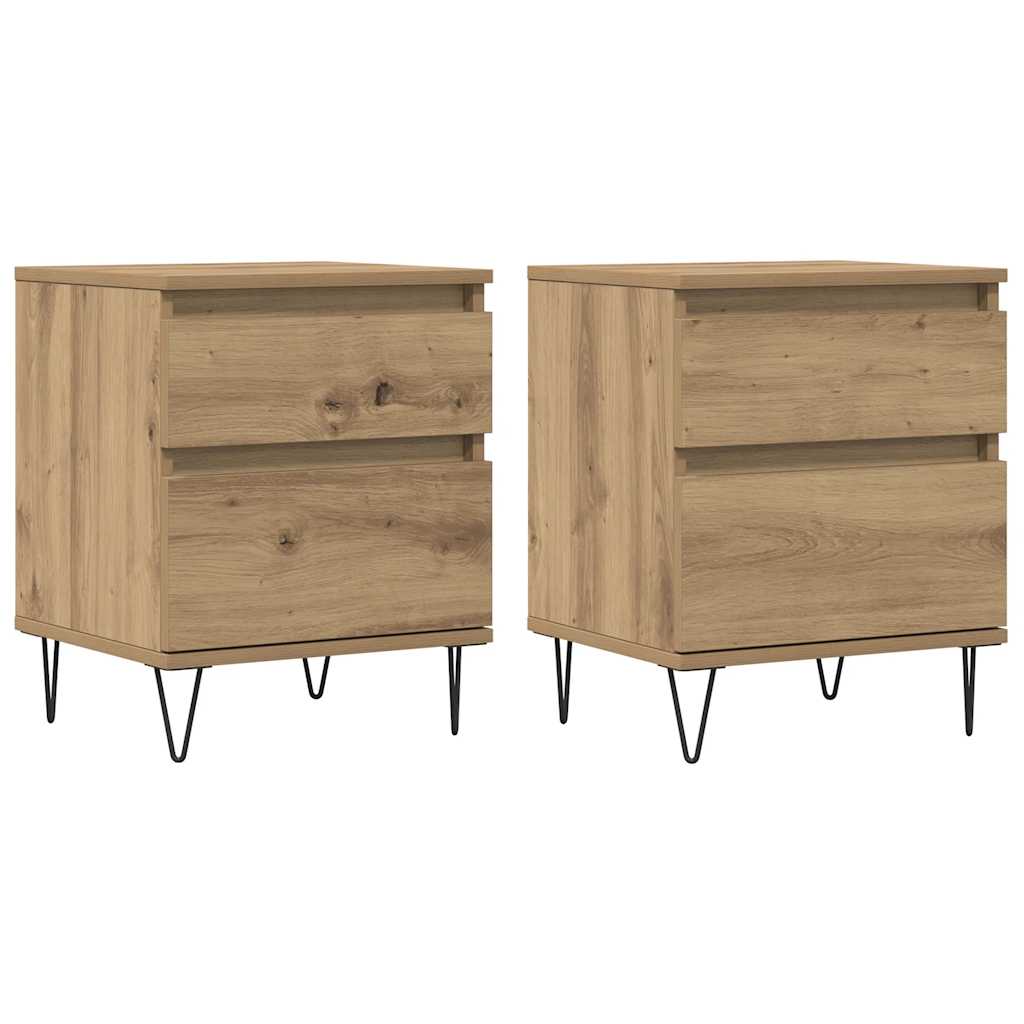 vidaXL Nachttische 2 Stk. Artisan-Eiche 40x35x50 cm Holzwerkstoff