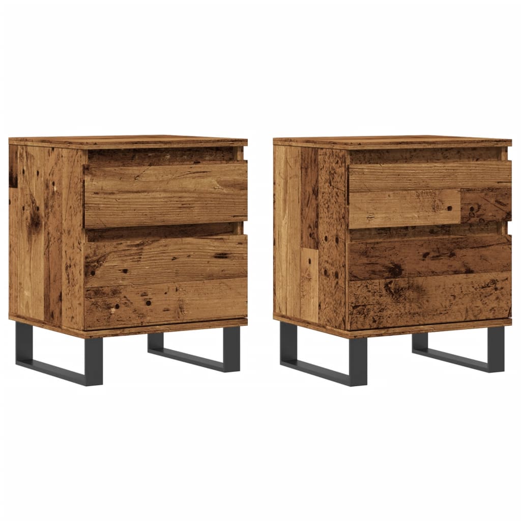 vidaXL Nachttische 2 Stk. Altholz-Optik 40x35x50 cm Holzwerkstoff