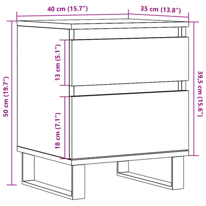 vidaXL Table de chevet Chêne artisan 40x35x50 cm Bois d'ingénierie