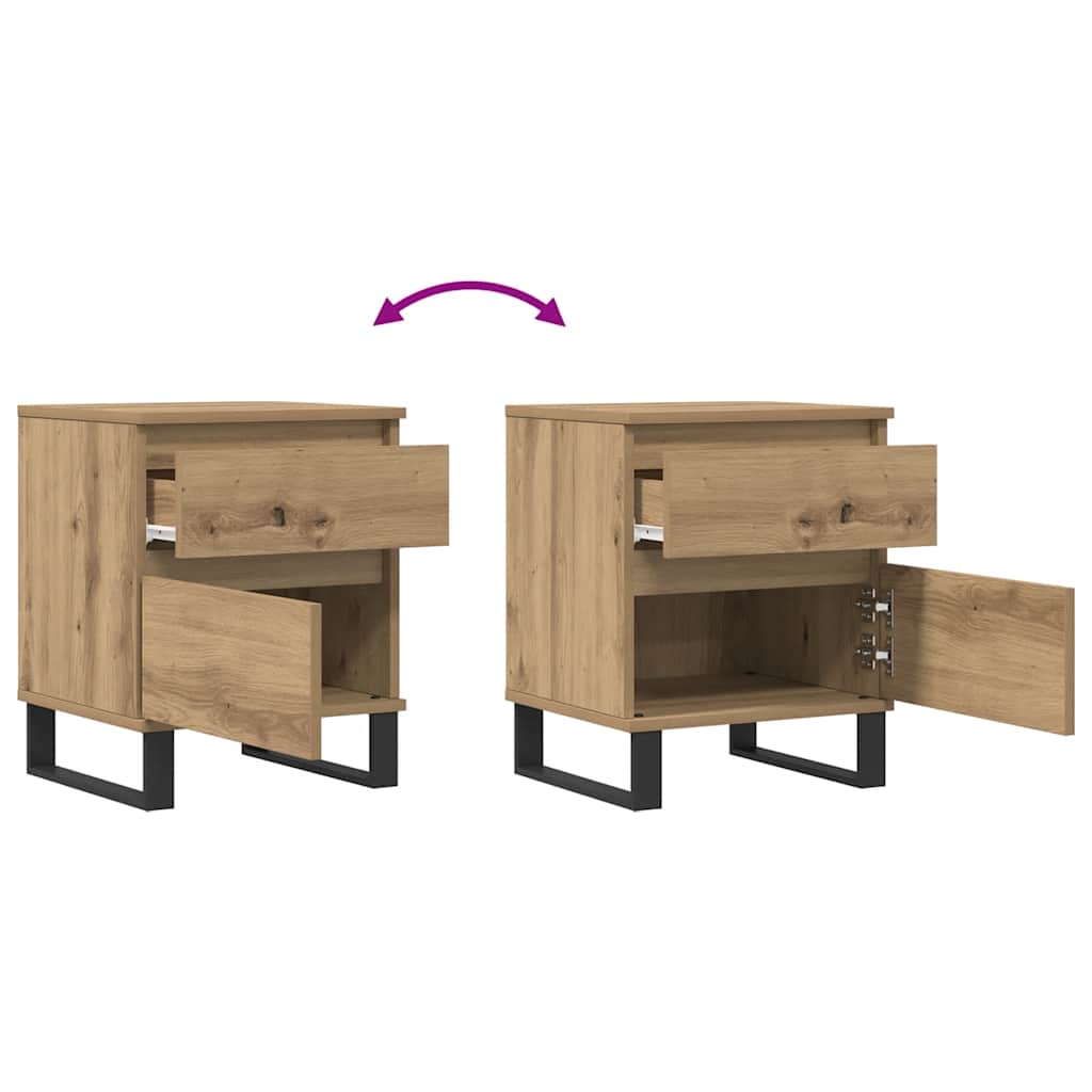 vidaXL Nachttische 2 Stk. Artisan-Eiche 40x35x50 cm Holzwerkstoff