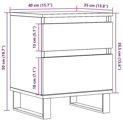 vidaXL Nachttische 2 Stk. Artisan-Eiche 40x35x50 cm Holzwerkstoff
